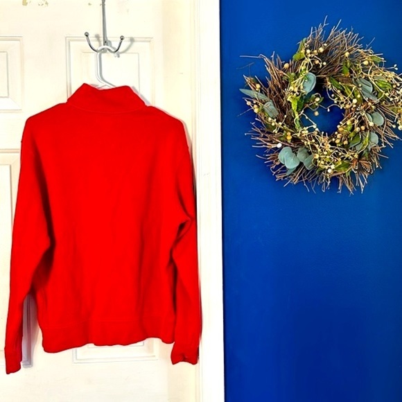 Vintage Polo by Ralph Lauren Red Large White Logo Long Sleeve Quarter Zip Size M - Picture 7 of 9